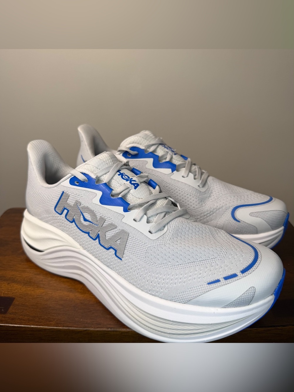 HOKA Skyward X Men’s 10.5 D Blanc De Blanc Virtual Blue Carbon Running Shoes